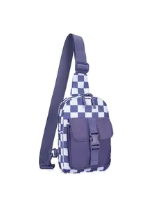 Women's Plaid Crossbody Bag Small Backpack Shoulder Clutch Running Sports Chest Bag Bike Pack, Stylish and Versatile Accessory, Checkered Crossbody Bag
