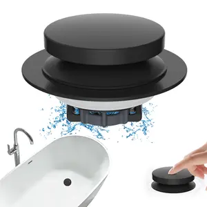 Hibbent 3 in 1 Metal Bathtub Drain Stopper, Universal Pop Up Tub Stopper, Bathtub Drain Hair Catcher, Removable Filter Basket, Drain Plug for 1.5''~2.4'' Drain, Brass Bullet Core,
