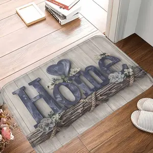 Rustic Home Doormat Blue Heart and Succulent Floral Print Pattern Non Slip Durable Washable Absorbent Design Perfect for Front Door Entryway Kitchen Living Room Housewarming Gift Decor