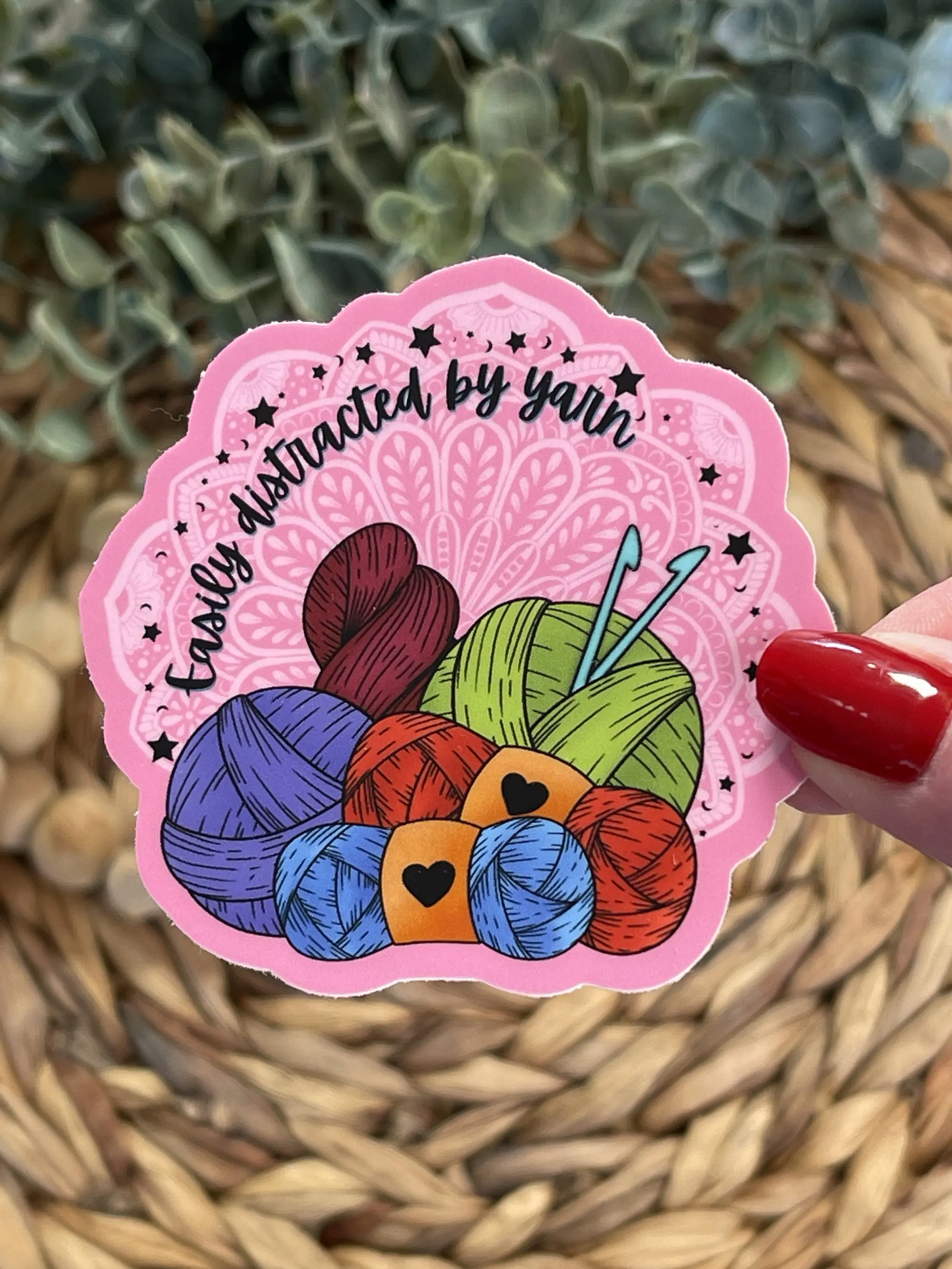 Easily Distracted By Yarn Sticker, Yarn Love Knitting, Crochet Yarn Die Cut, Sticker For Knitter, Crochet Geek Sticker, Hooked On Crochet