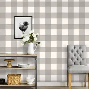 Threshold Buffalo Plaid 198"x20" Peel and Stick Wallpaper Rustic, Gray Threshold Buffalo Plaid 198"x20" Peel and Stick Wallpaper Rustic, Gray