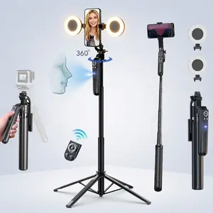 70" Smart AI Facial Recognition Phone Tripod,360 Rotation Travel Selfie Stick Stand,Face Tracking Phone Tripod with Light and Remote, Selfie Stick for Video Recording & TikTok Live Streaming & Content Creator