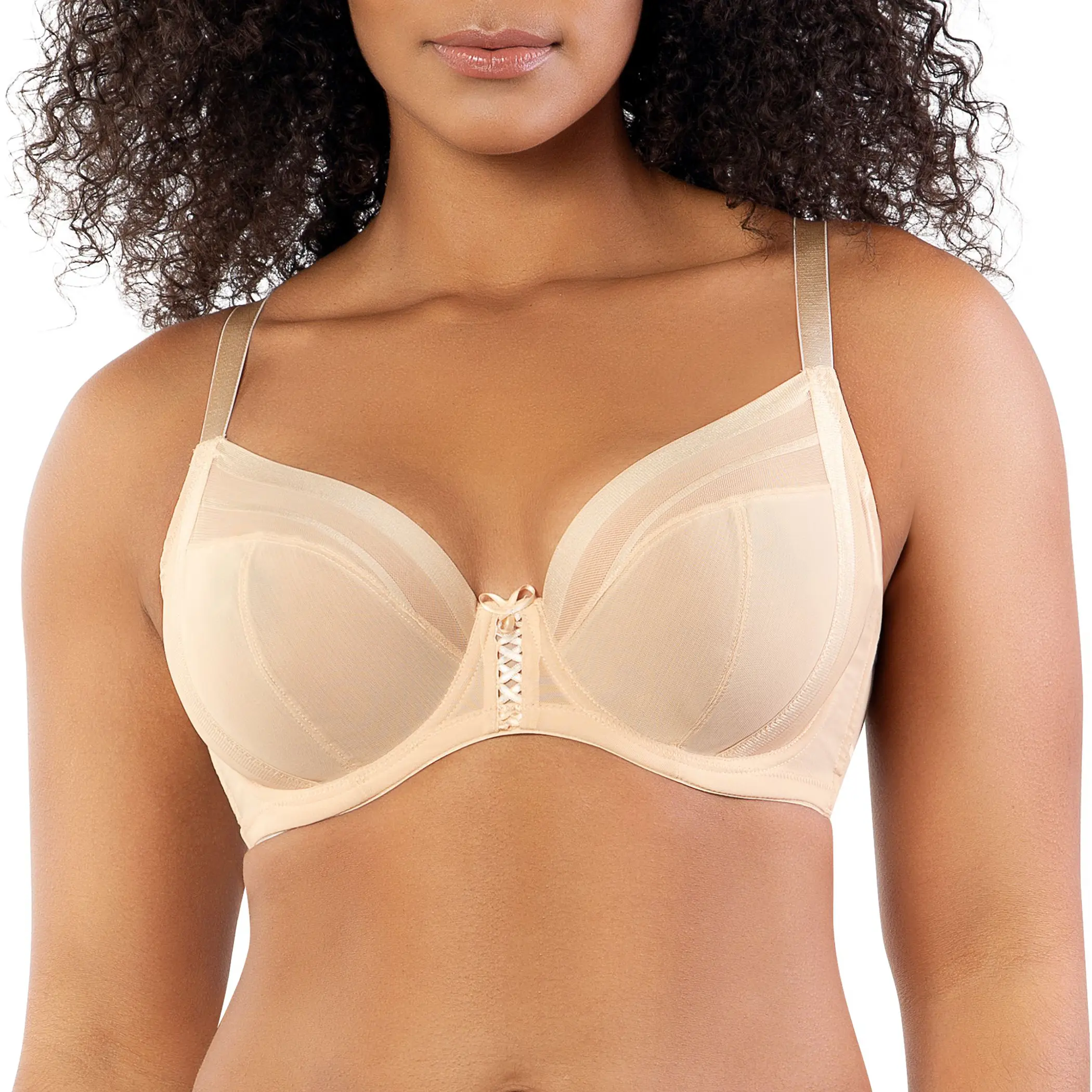 PARFAIT Shea P6062 Women's Full Bust Mesh Plunge Unlined Wired Balconette Bra Breathable Comfort Comfortable Fabric with Nylon and Spandex Blend