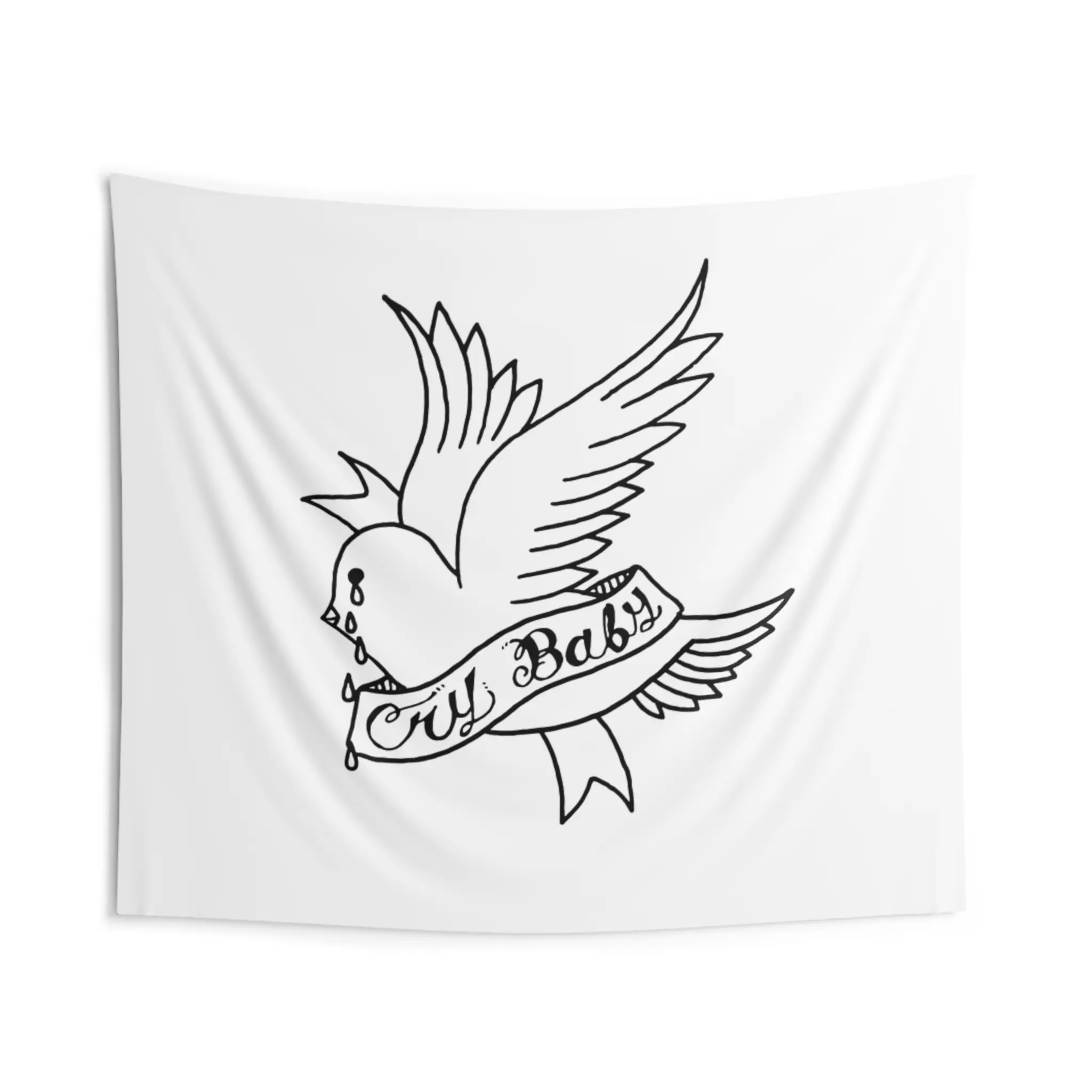 Tapestry, Lil Peep Crybaby Wall Art, Home Decor Hanging, Sad Boy Aesthetic Textile, Emo Bedroom Decor, Black White Music Poster, Hipster