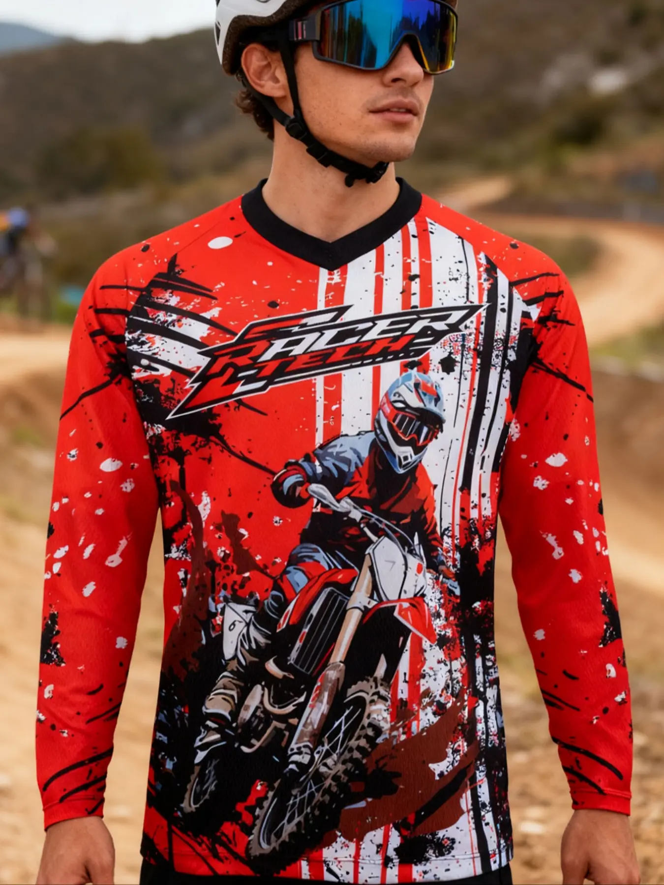 Motorcycle Off-Road Long Sleeve Shirt, Durable & Comfortable Design, Perfect for Outdoor Activities, Stylish Motorcycle Apparel, Athletic Style Sports Clothing, Biker T Shirt, Sports Tops