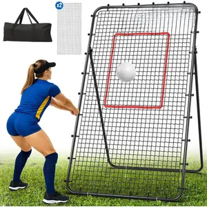 Volleyball Rebounder Net 7x4 FT, 5-Angle Adjustable Bounce Back Net, Steel Frame & PE Training Net for Volleying/Spiking/Bumping, Rust-Resistant & Durable – w/Travel Bag for All Ages, Black