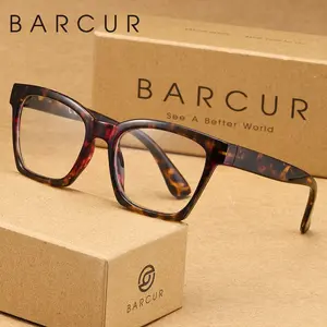 BARCUR Original Design Cat Eye Reading Glasses PC Lenses Dual Color Lightweight, Brand Packaging Gift Choice for Parents Friends High Quality Eyewear