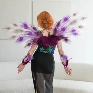 Moonbeam Peacock Fairy Wings & Cuffs - Handmade Genuine Peacock Feather Wings for Cosplay, Masquerade, Festivals & Photo Shoots