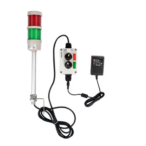 ANDONT 2 Stack Super Bright LED Andon Tower Lights with Buzzer, Off-ON or Flash,16 ft Extension Cord, 6 ft Industrial Adapter, Plug Play Ready