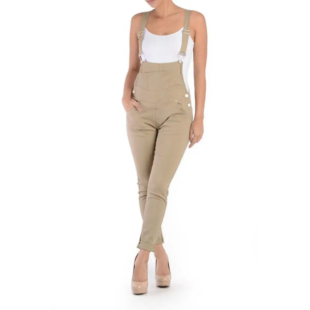 Women's Solid Skinny Overalls