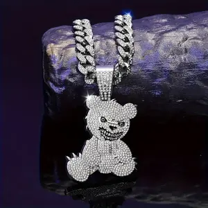 Bullet pendant necklace with Silver Cuban chain, Hi-hop statement jewelry for Concert and streetwear