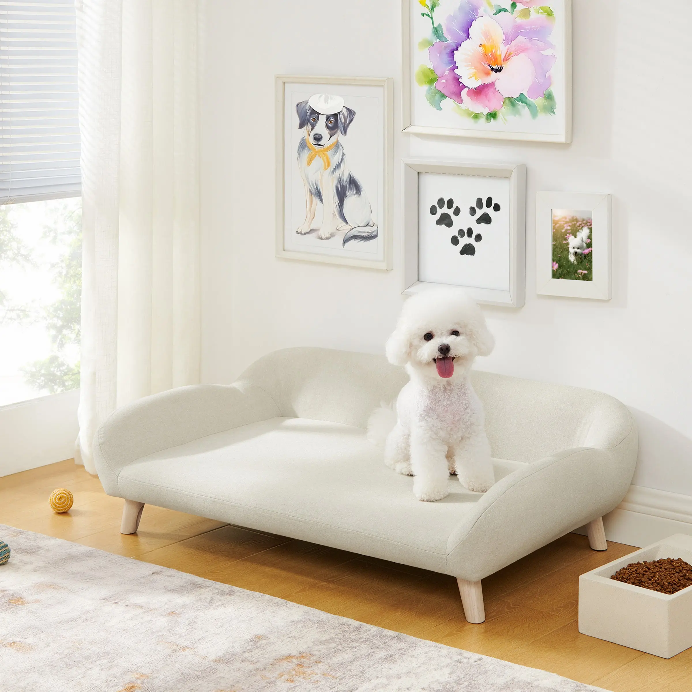 Sam's Pets Akkeri 39" Linen Couch In Cream