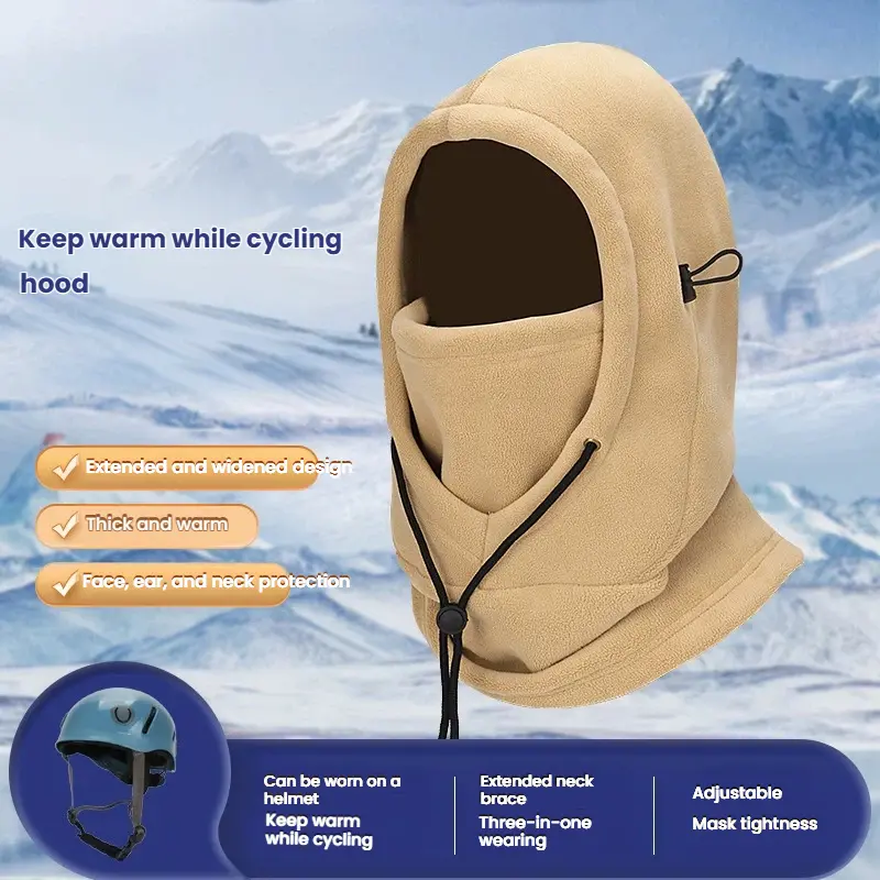 Winter Warm-Up Hat for Men, Face Mask Hood, Scarf, Windproof and Cold-Proof All-In-One Fleece Headgear, Cycling and Skiing Cap Headgear