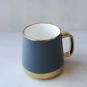 Marcel Ardani 15 oz Grey and Gold Coffee Mug – Elegant, Durable, Lead-Free Porcelain Ceramic Cup