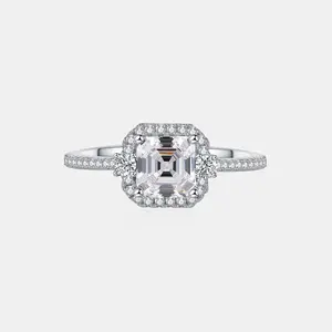 【209】1 Carat Asscher Cut Synthetic Moissanite Ring – Elegant Engagement/Wedding Jewelry for Women, Perfect for Special Occasions