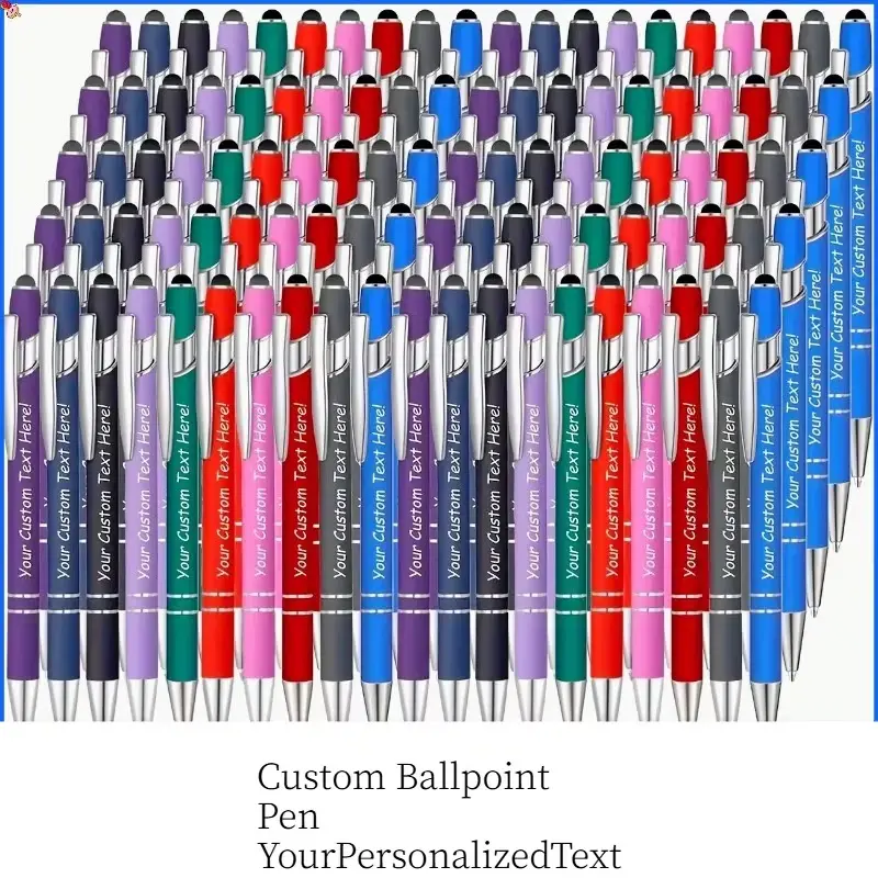 60-Pack Personalized Engraved Metal Ballpoint Pens — Custom Text & Quotes — Bulk Corporate Gifts, Christmas, Graduation & Office Stationery