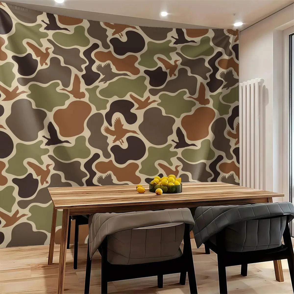 Duck Camo Tapestry, Hunting Camouflage Wall Hanging, Hunting Tapestries, Rustic Camo Print Wall Blanket Backdrop Decor, Cool Hunting Lodge Wall Art for Huntersfor Bedroom Living Room