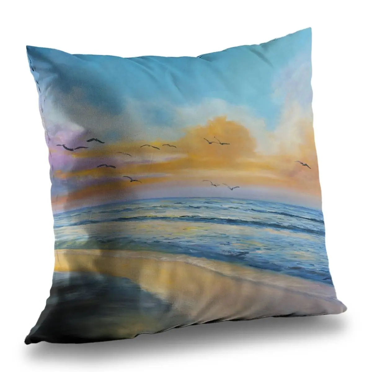 Begin Home Decor C1PT1414MMMAOS 14 x 14 in. Breathtaking Tropical Sunset Throw Pillow - Coastal Beach Decor