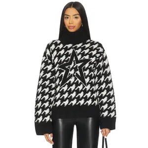 Perfect Moment Chunky Houndstooth Sweater in Black & White
