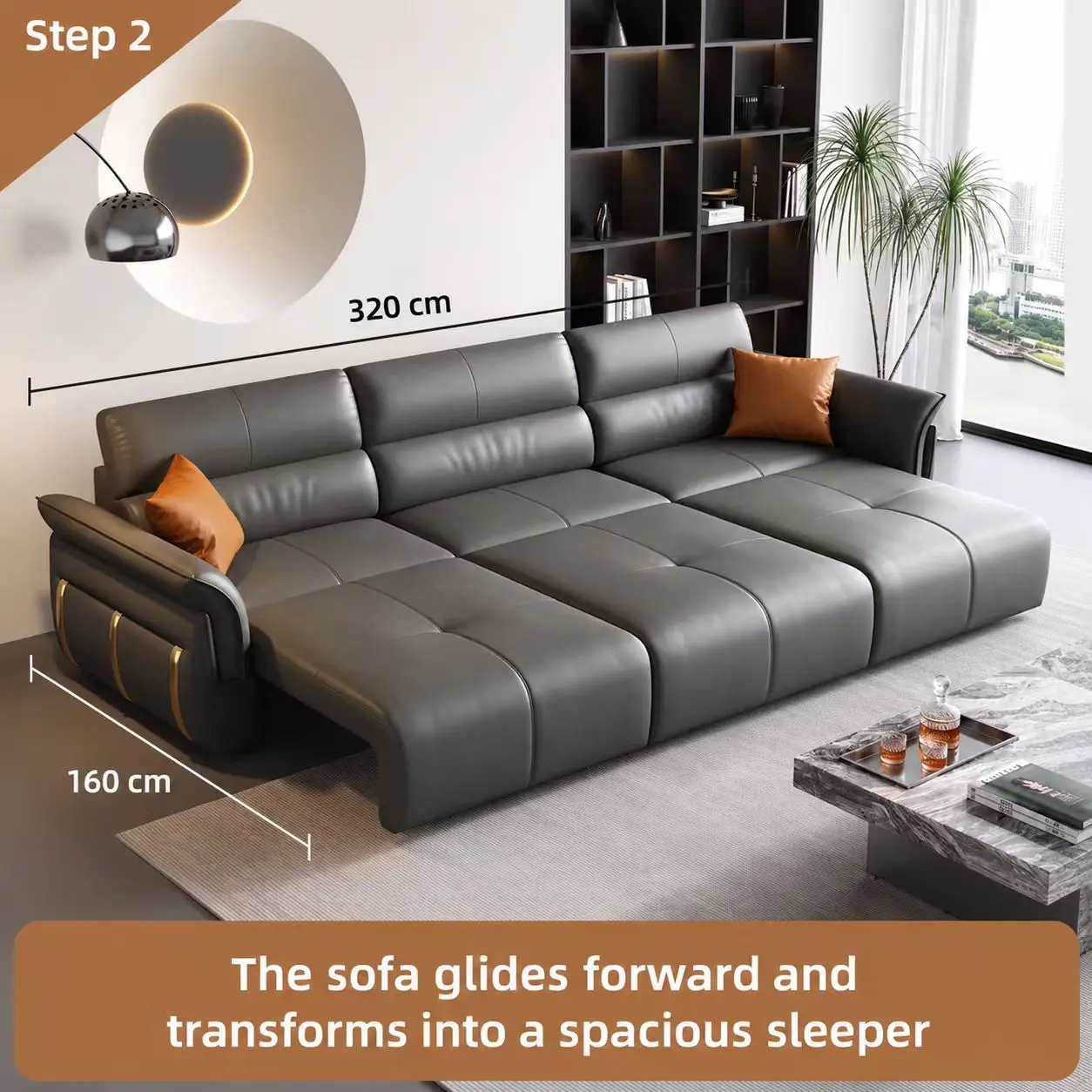Italian Minimalist Top-Grain Genuine Leather Tatami-Style Bed - Down-Filled Upholstered Double Bed for Master Bedrooms