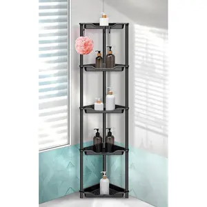 Corner Shower Caddy for Bathroom Organizer: 2/3/4/5 Tier Floor Standing Shower Shelves Storage - Rustproof Corner Shower Organizer Rack Stands for Bathroom, White