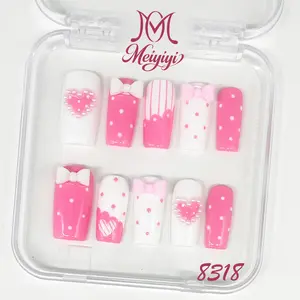 .DP.8318.Polka Dot Bow Wearable Nails