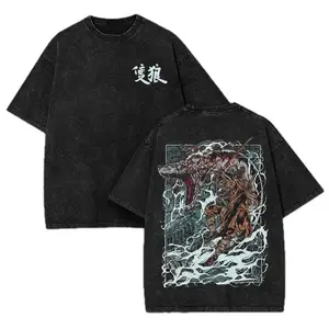 Sekiro Shadows Die Twice Great Serpent Graphic Tee Mens Oversized Vintage Washed T Shirt Heavyweight Cotton Dark Aesthetic Japanese Gaming Streetwear Soulslike Merch Y2K Casual Summer Tops Trending Tiktok Viral Unisex Retro Gamer Apparel