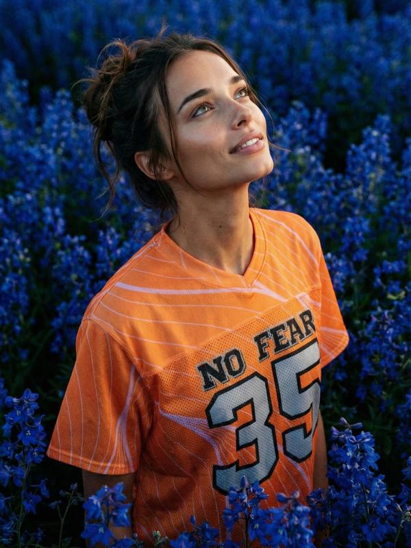 No Fear Orange Boxy Football Jersey