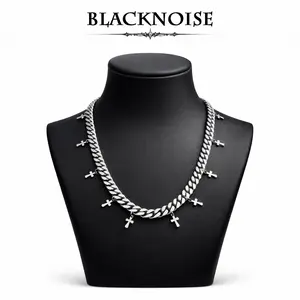 Cuban Cross Chain Necklace – Goth Streetwear Stainless Steel Jewelry