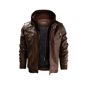 Brown Salvador Leather Jacket - Premium PU Leather with Detachable Hoodie | Waterproof & Durable