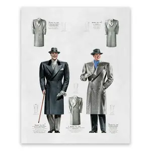 Vintage Style Men's Suit Overcoat Fashion Print, 1930s-1940s Department Store Catalog, FDS2