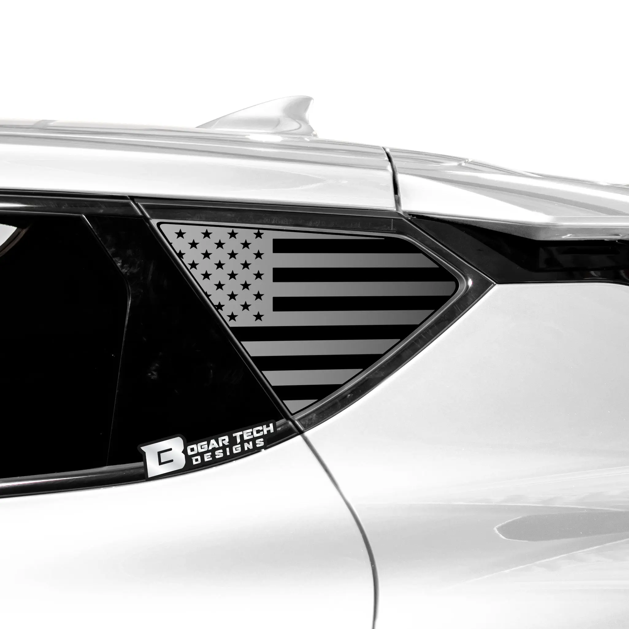 American Flag Quarter Window Decal for KIA EV6 2022-2026 – Precut Matte Black Vinyl
