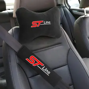 Fashion Car Seat Belt Protect Shoulder Pads Cervical Spine Headrest Neck Pillow For Ford STLine st line fiesta Fusion Edge Puma S-MAX Kuga Escape Auto Accessories