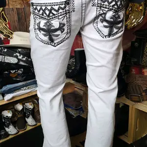 pantalon vaquero blanco bordados stretch para hombre el centenario