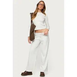 Cicilia Straight Leg Ribbed Pants
