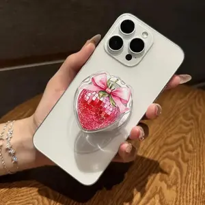 Strawberry Bow Magsafe Phone Grip for Phone & Kindle – Magnetic Pop Socket & Kickstand – Girly Gift Idea