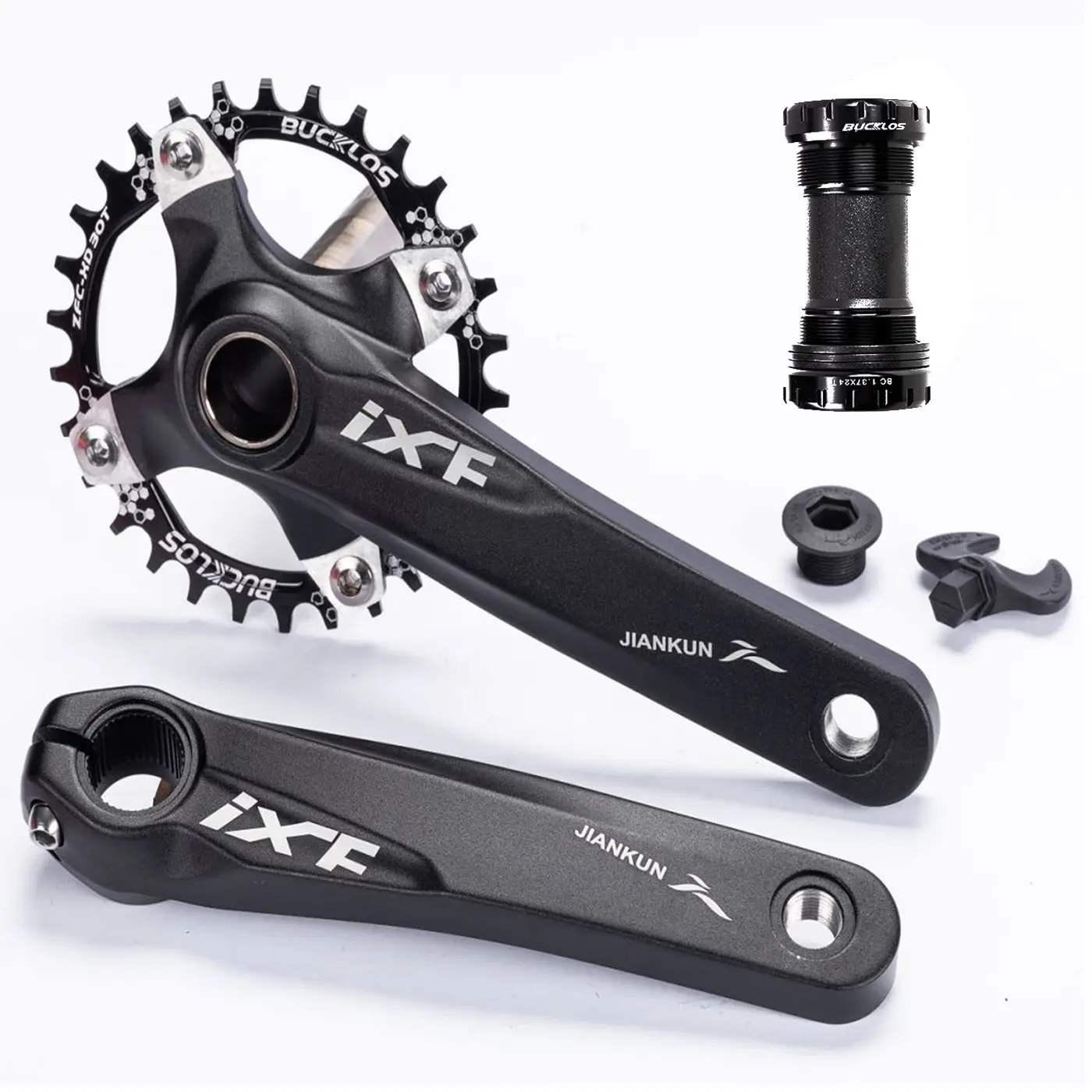 BUCKLOS IXF Hollowtech MTB Crankset: 104 BCD 170mm Single Speed Crank with BB, CNC Aluminum Alloy Narrow Wide 30T Chainring, Professional MTB/Road Upgrade Parts