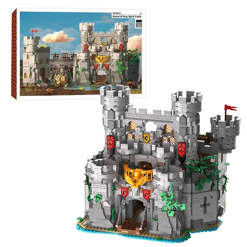 Sword of Holy Spirit Castle Medieval Theme Building Set, 2484 Plastic Blocks Kit, Creative Street Scene Home Decoration Toy, Ideal Ages 12+/12 Years Above Christmas/Birthday Gift for Collectors