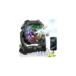 20000mAh Misting Fan, Personal Portable Fan,  Fan Portable Bedroom, USB-C Rechargeable Fan With 7-Color Night Light, For Outdoor, Camping, Construction Site Hurricane&Power outage Lighting Cooling