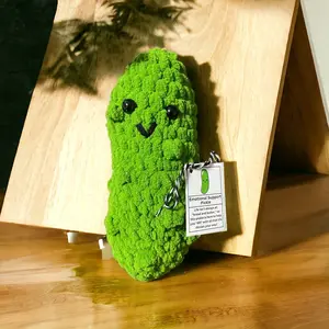 Emotional Support Pickle, Handmade Crochet Plush, Gift For Pickle Lover, Pickle Stuffed Toy, Stuffed Pickle Plushie, Stress and Anxiety Relief