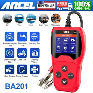 ANCEL BA201 12V Car Battery Tester, 100-2000 CCA Load Automotive Starter Cranking Alternator Charging System Digital Diagnostic Tool, Car Battery Tester Analyzer Cranking Charging Test