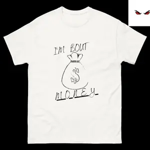 Bout Money classic tee Cotton Fabric Menswear Streetwear Top Unisex Grey Hem