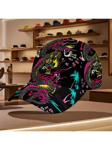 Trendy Dragon Print Baseball Cap! Vibrant Colors & Bold Design for Daily Wear, Casual Outfits & Leisure Style – Perfect Baseball Hats for All Seasons, Must-Have Caps & Hats for Casual Wear, Suitable for All Seasons, Casual Leisure Fashion!