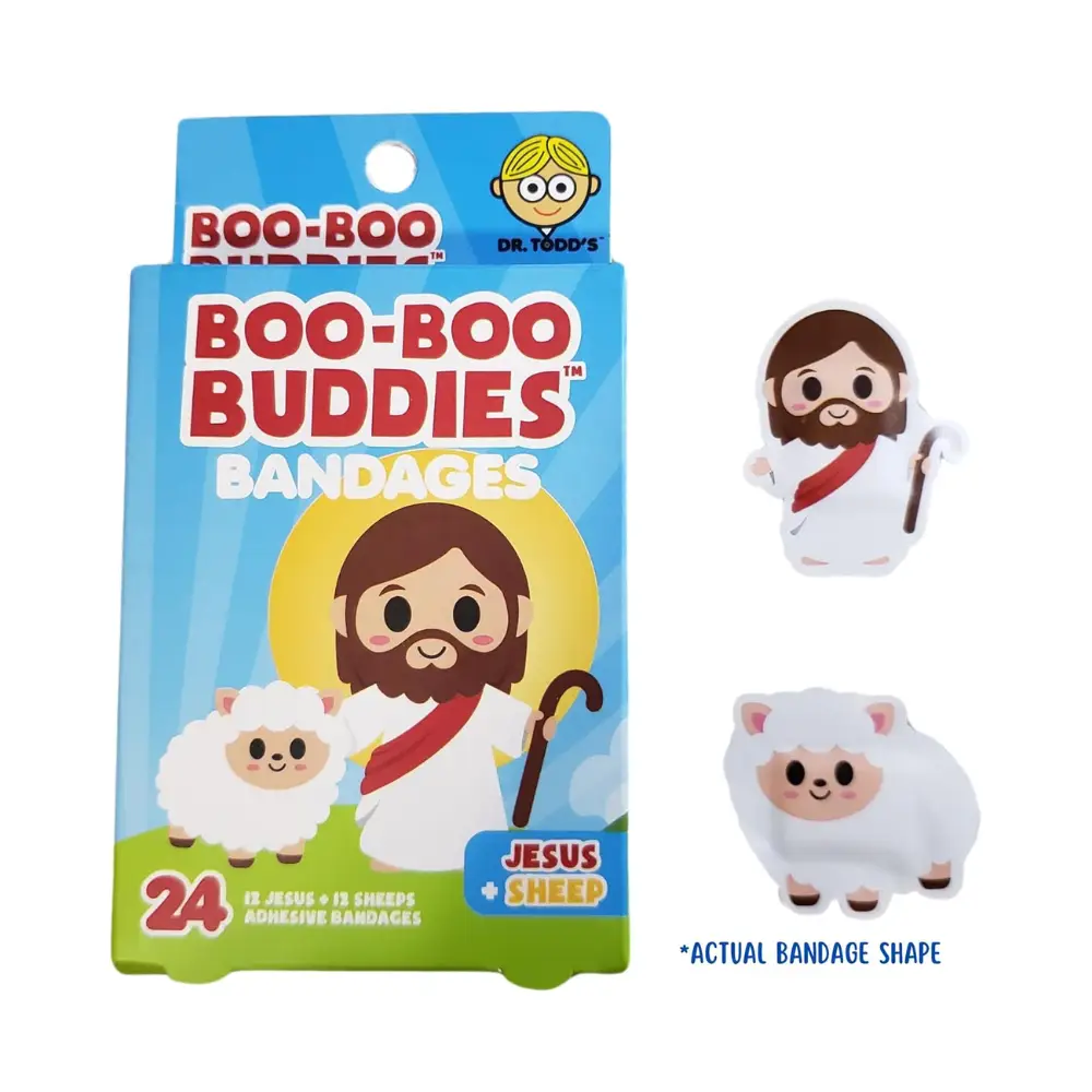 (Jesus + Sheep) Boo Boo Buddies Kids Adhesive Bandages, Kids Self-Adhesive Sterile Bandages Pack for Toddler Girls & Boys, Adults First Aid, Protect S