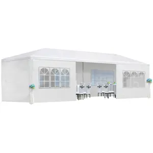 10x30 Outdoor Canopy Tent Patio Camping Heavy Duty Gazebo Shelter Party Wedding BBQ Events with Side Removable Walls, Waterproof Shelter, White