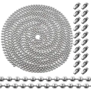 19.6  Stainless Steel Ball Bead Chain 4.5 mm Beaded Chain with 20 count Matching Connector Clasps for  Making Necklace   Tag Chain