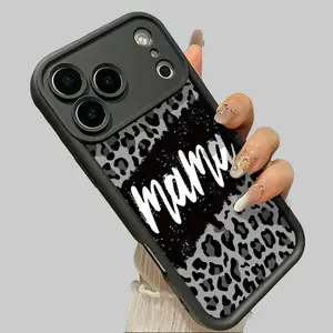 Mobile Phone Case for iPhone 17/16/15/14/13/12/11 Series (Standard, Pro, Pro Max) - Trendy Western MAMA Letter & Leopard Print, Raised Edge Camera Protection, Heavy-Duty Drop Resistance, Flexible Soft TPU Cover