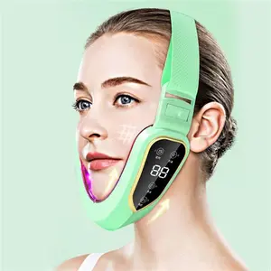 LED Photon Therapy Face Slimming Vibration Massager, Facial Lifting Device, Heating Dual Chin V Shape Vibrating Massager