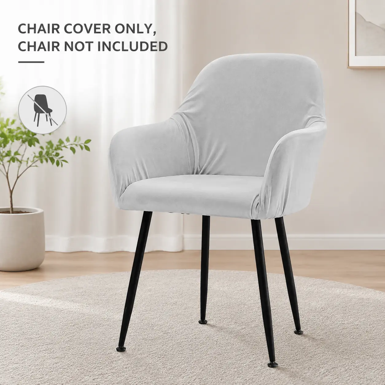[Premium Stretch Style] Soft and Breathable Office Chair Cover with High Armrests , Elastic Comfortable Furniture Protector, Modern Plush Chair Cover for Living Room Dining Office