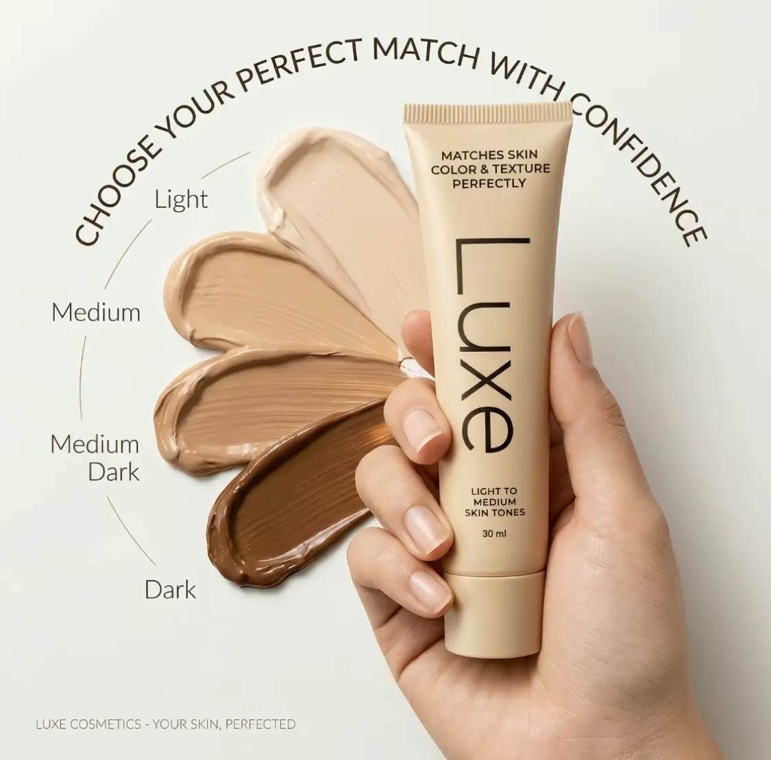 Color Changing Foundation for Women -Instantly Adapts to Your Skin Tone -Buildable Light-to-Medium, Medium Dark-to-Dark, Coverage - 12-Hour Wear - NaturalDewy Finish